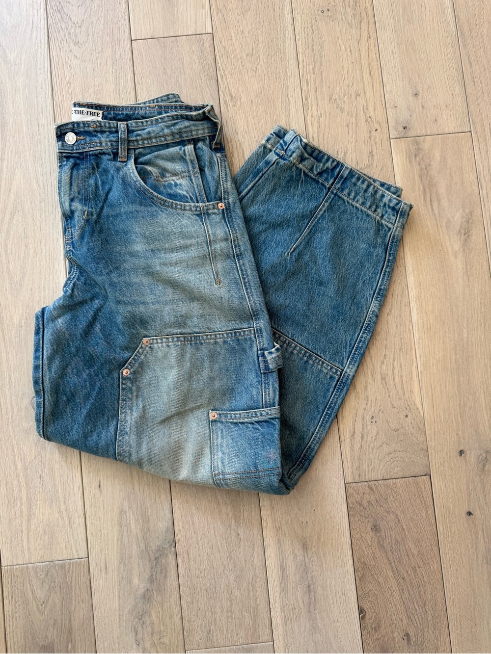 We The Free Two-Tone Blue Wide Leg Jeans